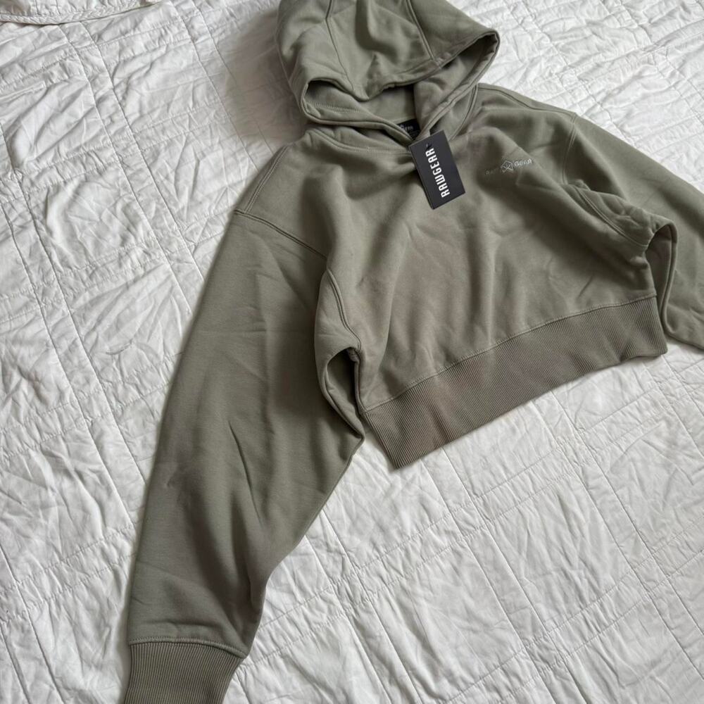 Sage green cropped hoodie sweatshirt Raw gear sz med gorpcore minimalist earthy - Picture 4 of 6